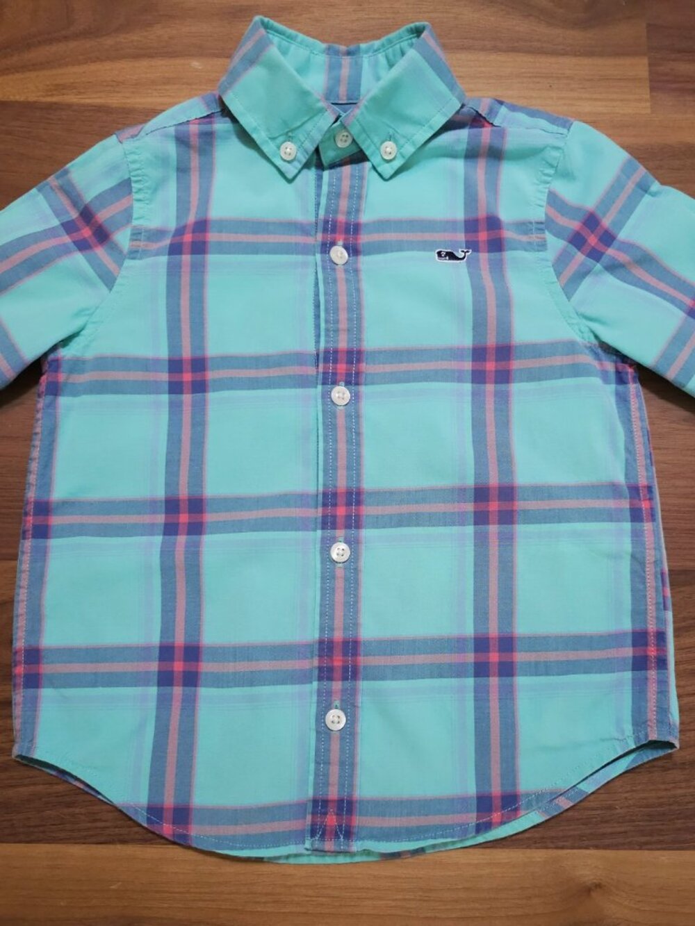 Vineyard Vines Boys 2T Whale Shirt Plaid Button Down Mint - Picture 5 of 9
